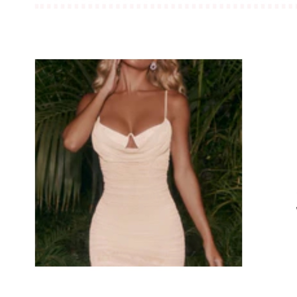 Oh Polly Embellished cowl neck mini dress, ivory